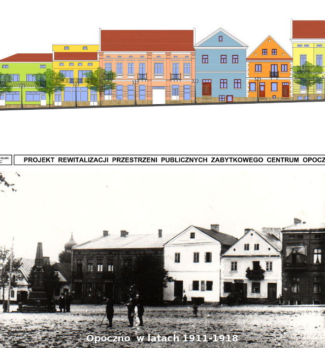 Porównanie p. Kościuszki z początku XX w z projektem rewitalizacji
