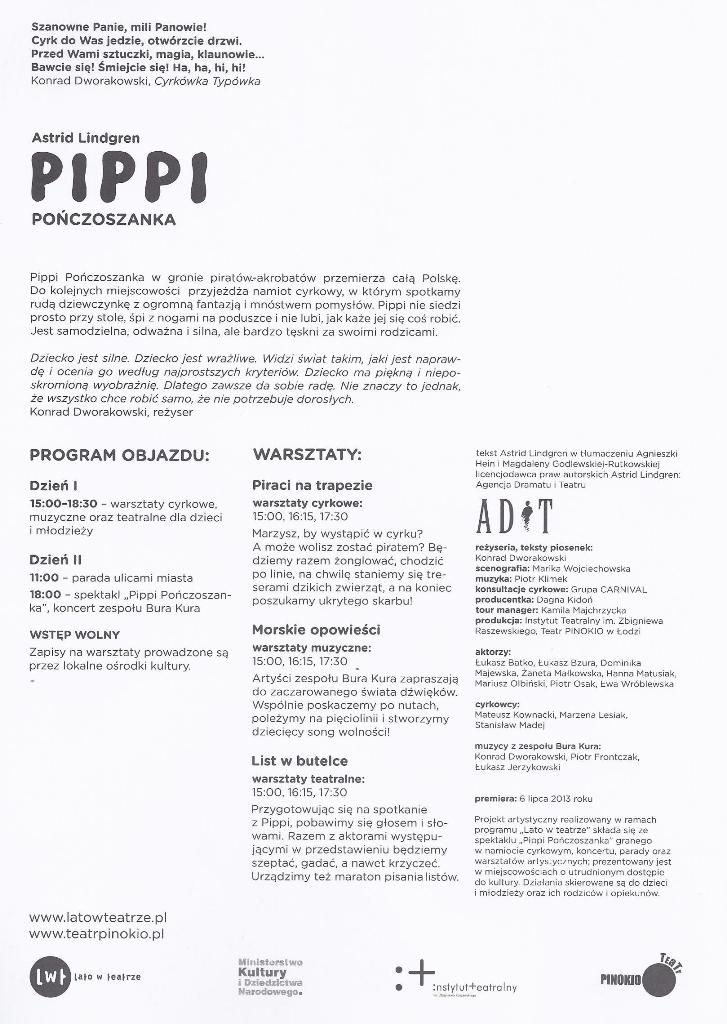 „Pippi Pończoszanka” w namiocie cyrkowym