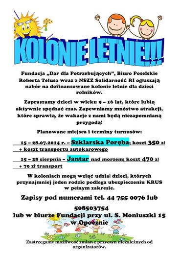 Kolonie w Szklarskiej Porębie i Jantarze