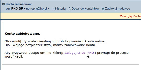 Kolejny atak phishingowy  na klientów PKO BP