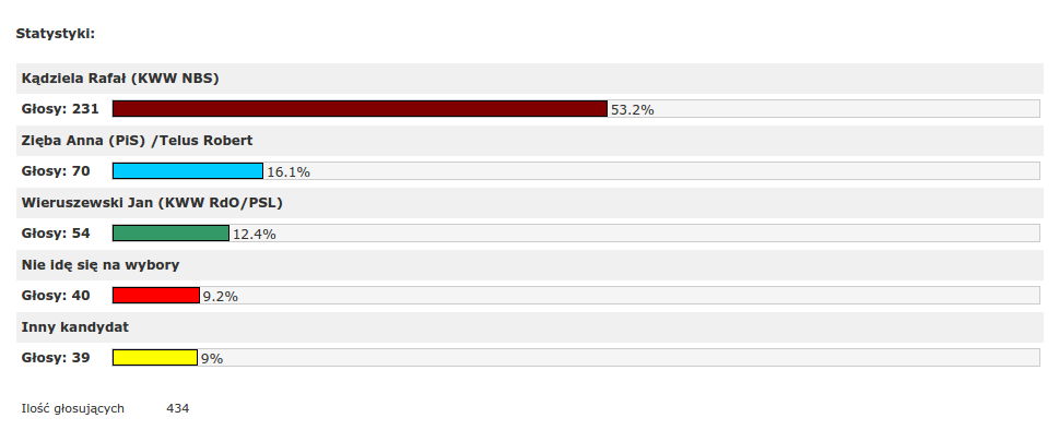Wyniki ankiety wyborczej skierowanej do czytelników Portalu Opoczno.Info