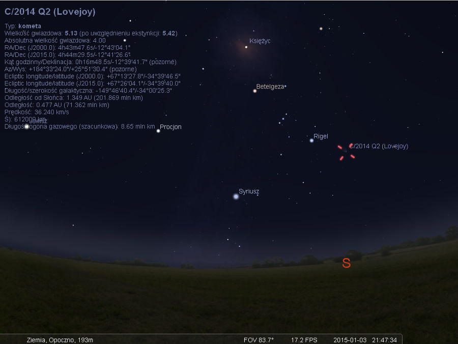 C\2014 Q2 - zrzut ekranu z programu Stellarium